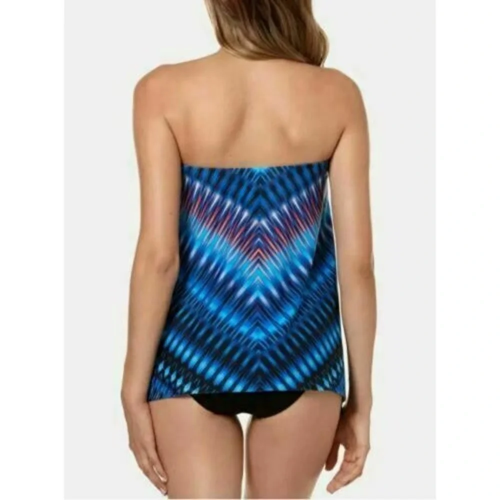 Miraclesuit Printed Strapless Tankini Top Swimsuit Size 10 New with Tags‎